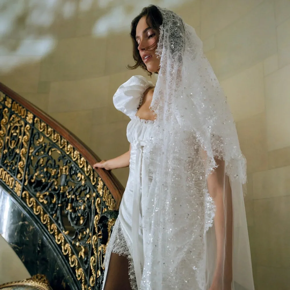 For Love And Lemons White Beaded Bridal Veil